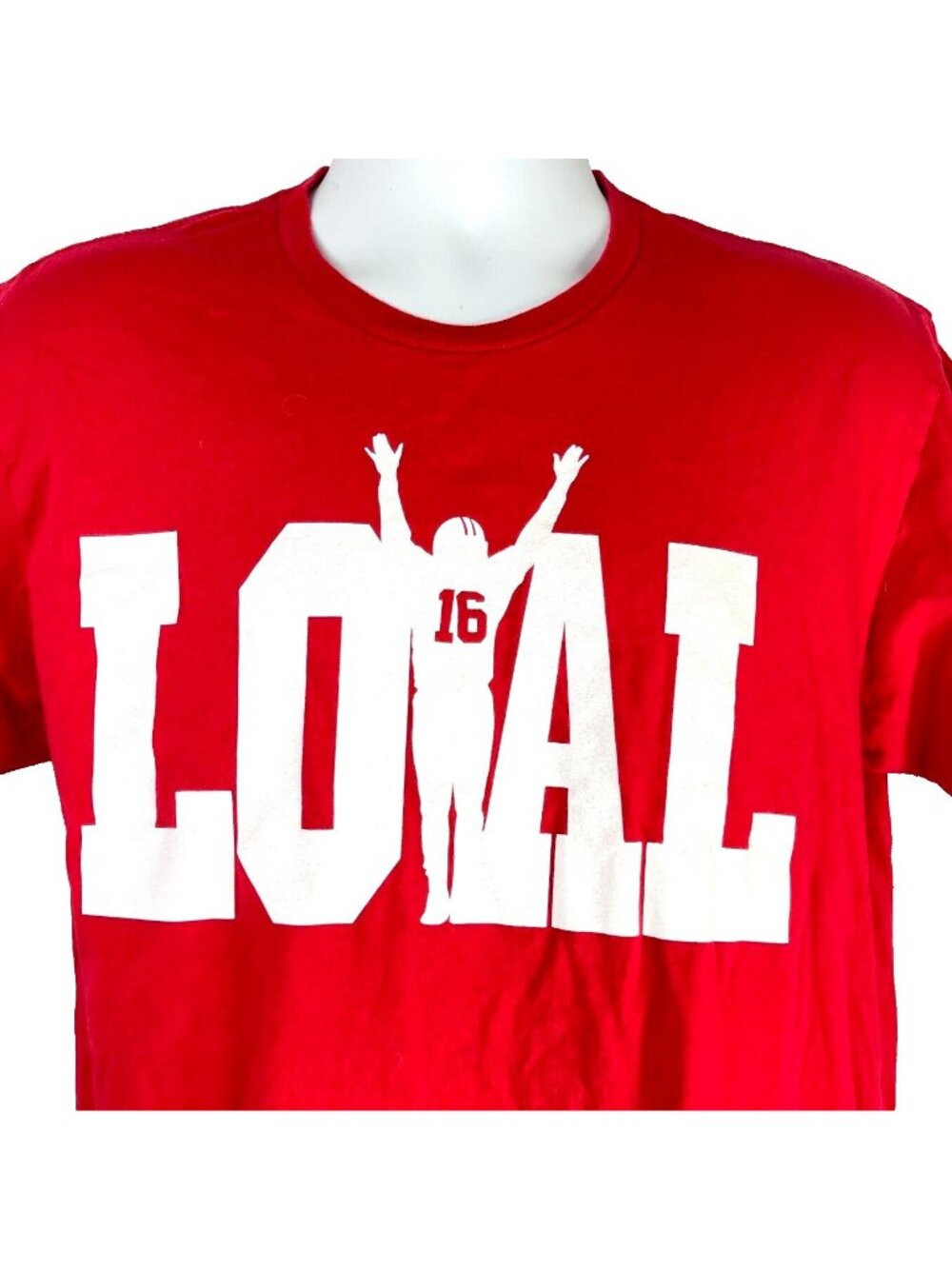 SF 49ers Loyal Mens T-Shirt size Large Red 16 Montana 9ers Baysics Clothing L
